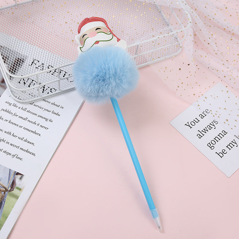 Wholesale Christmas Plastic Plush Cartoon Ballpoint Pen